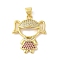 Rack Plating Brass Cubic Zirconia Pendants, Cadmium Free & Lead Free, Little Girl, Red, Real 18K Gold Plated, 24x20.5x3mm, Hole: 3x4mm