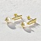 Elegant S925 Sterling Silver Round Stud Earrings, with Rhinestone & Imitation Pearl, Golden, 25x4~7mm