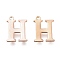 PVD Vacuum Plating  304 Stainless Steel Charms, Laser Cut, Alphabet, Rose Gold, Letter.H, 12x9x0.8mm, Hole: 1mm