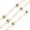 Enamel Lip Link Chains, with Plastic Imitation Pearl Beads and Rack Plating Real 18K Gold Plated Brass Chain, Soldered, with Spools, Long-Lasting Plated, Cadmium Free & Lead Free, Marine Blue, 16x5.6x3mm