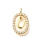 Brass Micro Pave Cubic Zirconia Pendants, Cadmium Free & Nickel Free & Lead Free, Real 18K Gold Plated, Oval with Letter Charms, Letter U, 18.5x11x3.5mm, Hole: 2x1.5mm