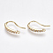 Brass Earring Hooks, with Cubic Zirconia and Horizontal Loop, Nickel Free, Real 18K Gold Plated, 16x12x2mm, Hole: 1mm, 20 Gauge, Pin: 0.8mm
