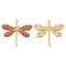 Stainless Steel Pendants, with Enamel, Golden, Dragonfly Charm, Red, 27x24mm, Hole: 1.5mm