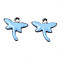 201 Stainless Steel Enamel Charms, Dragonfly, Stainless Steel Color, Light Sky Blue, 11.5x12x1.5mm, Hole: 1.2mm