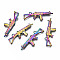 Rainbow Color Alloy Pendants, Cadmium Free & Lead Free, Gun, 15x45x3.5mm, Hole: 2.5mm