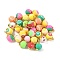Handmade Polymer Clay Pendants, Round with Fruit Pattern, with Brass Findings, Golden, 11.5x10x8mm, Hole: 1mm