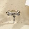 Brass Adjustable Cuff Rings, Antique Silver, Dragonfly, 15mm, Inner Diameter: 21mm