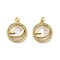 Brass Micro Pave Clear Cubic Zirconia Pendants, Cadmium Free & Lead Free, with Shell, Jump Rings, Real 18K Gold Plated, Bird, 21x18x3mm, Hole: 3.5mm