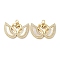 Brass Micro Pave Clear Cubic Zirconia Pendants, Cadmium Free & Lead Free, with Shell and Jump Ring, Real 18K Gold Plated, Swan, 17x25.5x2.5mm, Hole: 3mm