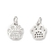 Rack Plating Brass Micro Pave Clear Cubic Zirconia Charms, with Jump Ring, Cadmium Free & Lead Free, Long-Lasting Plated, Dog Paw Print Charm, Platinum, 11x9.5x2mm, Hole: 3mm