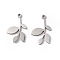 Non-Tarnish 304 Stainless Steel Pendants, Leafy Branch Charms, Stainless Steel Color, 18x11.5x1mm, Hole: 1.2mm