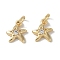 Brass Micro Pave Clear Cubic Zirconia Pendants, Cadmium Free & Nickel Free & Lead Free, Star, with Jump Ring, Real 18K Gold Plated, 12x10x2mm, Hole: 5.5mm