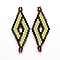 MIYUKI & TOHO Handmade Japanese Seed Beads Links, Loom Pattern, Rhombus, Green Yellow, 40.7~42x16.4~17x1.7~1.9mm, Hole: 1.2~1.4mm
