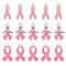 30Pcs 3 Style October Breast Cancer Pink Awareness Ribbon Alloy Enamel Pendants, with Rhinestone, Mixed Color, 19~25x8~15x1~2mm, Hole: 1.5~2mm, 10pcs/style