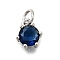 Brass Pave Cubic Zirconia Pendants, Round Charms, With Jump Ring, Long-Lasting Plated, Lead Free & Cadmium Free, Rack Plating, Real 18K Gold Plated, Marine Blue, 8.5x7.5x5mm, Hole: 3.2mm