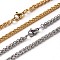 304 Stainless Steel Wheat Chain Necklaces, with Lobster Clasps, Mixed Color, 23.7 inch(60.2cm), 1x3x5mm