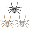 3Pcs 3 Colors Alloy Rhinestone Brooch, with Imitation Pearl, Halloween Spider Pins, Mixed Color, 43x48x15mm, 1pc/color