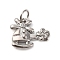 Brass Micro Pave Cubic Zirconia Pendants, Helicopter Charms, with Jump Ring, Long-Lasting Plated, Cadmium Free & Lead Free, Rack Plating, Platinum, 12x14.5x3mm, Hole: 3mm