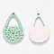 Resin Pendants, Imitation Woven Rattan Pattern, Teardrop, Pale Turquoise, 41x27x4~5mm, Hole: 2mm