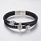 Braided Leather Cord Multi-strand Bracelets, with 304 Stainless Steel Beads Findings and Magnetic Clasps, Buddha, Black, 8-5/8 inch(220mm), 29x14x8mm