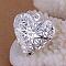 Brass Hollow Heart Diffuser Locket Pendants, Silver Color Plated, 31x26mm