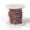 304 Stainless Steel Cable Chains, Satellite Chains, with Enamel, Soldered, with Spool, Flat Oval, Red, 2.4x2x0.4mm, Beads: 4~5mm, about 32.8 Feet(10m)/roll