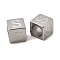 304 Stainless Steel European Beads, Large Hole Beads, Cube with Letter, Letter S, 7x7x7mm, Hole: 5.5mm