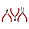 Steel Pliers Set, with Plastic Handles, including Side Cutter Pliers, Round Nose Plier, Needle Nose Wire Cutter Plier, Red, 113~126x48~52x6~10mm, 3pcs/set