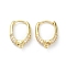 Brass Micro Pave Clear Cubic Zirconia Hoop Earring Findings, with Horizontal Loops, Real 18K Gold Plated, 17x12.5x4mm, Hole: 1.2mm, Pin: 1mm