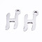 Non-Tarnish 201 Stainless Steel Charms, Laser Cut, Alphabet, Stainless Steel Color, Letter.H, 13x6.5x1mm, Hole: 1.4mm