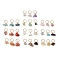 30Pcs 30 Styles Natural & Synthetic Mixed Gemstone Chip Charms, with 304 Stainless Steel Jump Rings, Golden, 8x6~11x4mm, Hole: 5.4mm, 1pc/style