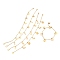 304 Stainless Steel Charm Anklets, Mixed Shapes, Golden, 9-7/8 inch(25.2cm)