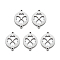 Tarnish Resistant 201 Stainless Steel Links Connector, Laser Cut, Flat Round with Clover, Stainless Steel Color, 18x14x1mm, Hole: 1mm