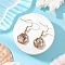 Natural Paua Shell Dangle Earrings, with 304 Stainless Steel Earring Hooks, Golden, Hexagon, 31.5x13.5mm