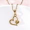 Heart 304 Stainless Steel Pendant Necklaces, Ion Plating(IP), Real 18K Gold Plated, 18.11 inch(46cm)