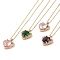 304 Stainless Steel Cable Chain Necklaces, Brass with Cubic Zirconia Pendant Necklaces, Light Gold, Heart, Mixed Color, 15.94 inch(405mm)