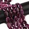 Natural Dyed Malaysia Jade Beads Strands, Flat Oval Shape, Medium Violet Red, 18~18.5x12~13x4.5~5mm, Hole: 1mm, about 22pcs/strand, 15.75''(40cm)