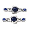 Brass Box Clasps, with Natural Lapis Lazuli, Oval, Platinum, 43x16x8.5~9mm, Hole: 4x1.5mm