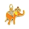 Brass Micro Pave Clear Cubic Zirconia Pendants, with Enamel, Cadmium Free & Nickel Free & Lead Free, Real 18K Gold Plated, Elephant, Dark Orange, 15x17x2mm, Hole: 3mm