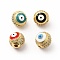 Brass Micro Pave Cubic Zirconia Beads, Cadmium Free & Lead Free, with Enamel Evil Eye, Round, Golden, Mixed Color, 10mm, Hole: 2mm