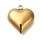 Ion Plating(IP) 304 Stainless Steel Pendants, Heart Charm, Real 18K Gold Plated, 19x18x7.5mm, Hole: 2mm