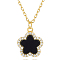 S925 Silver Dyed & Heated Black Agate Flower Pendant Necklaces