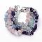 Natural Gemstone Multi-strand Bracelets, with Alloy Bar & Ring Toggle Clasps, 173mm(6-7/8 inch)