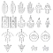 DICOSMETIC 20Pcs 10 Styles Evil Eye Theme Pendant Stainless Steel Hollow Egyptian Eye Pendants Round/Rectangle/Triangle/Palm/Bottle with Eye Charms for DIY Jewellry Making, hole: 1.5~3mm