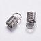Tarnish Resistant 304 Stainless Steel Coil Cord Ends, Stainless Steel Color, 11x5.5mm, Inner Diameter: 4mm, Hole: 4mm