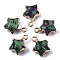 Natural Ruby in Zoisite Pendants, with Light Gold Plated Edge and Brass Loop, Star, Faceted, 16~17x13x6.5mm, Hole: 1.6mm
