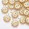 Brass Cubic Zirconia Pendants, Nickel Free, Sun with Eye, Clear, Real 18K Gold Plated, 17x15.5x3mm, Hole: 1.2mm