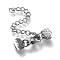 Tarnish Resistant 304 Stainless Steel Curb Chain Extender, with Lobster Claw Clasps and Ribbon Crimp Ends, Stainless Steel Color, 25mm long, Ribbon Ends: 6.5x6.5mm