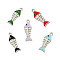 Alloy Enamel Pendants, Fishbone Charms, Platinum, Mixed Color, 23.5x8.5x1.5mm, Hole: 1.6mm