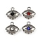 304 Stainless Steel Charms, with Rhinestone, Eye Charm, Mixed Color, 11.5x12x5mm, Hole: 1.6mm